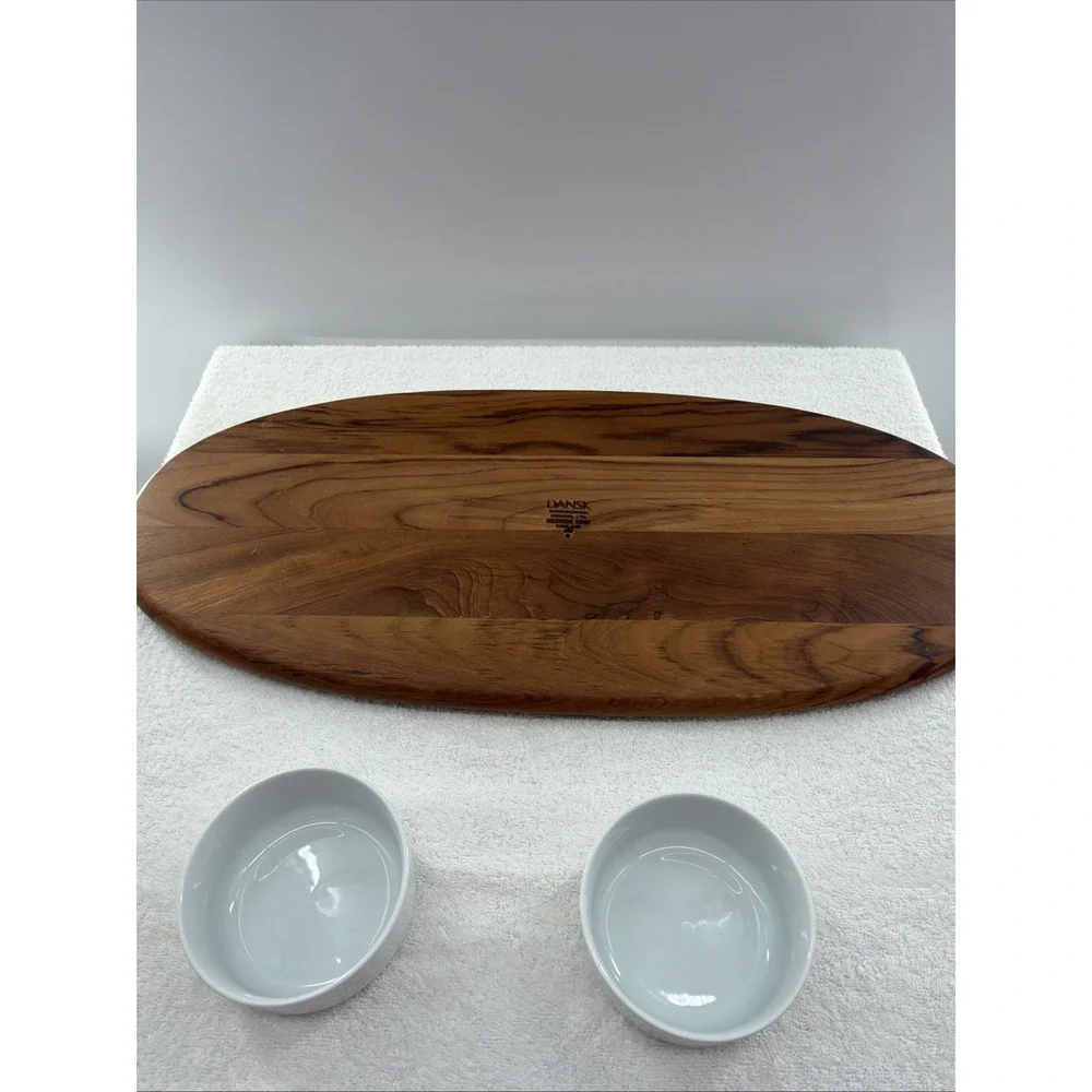 DANSK DESIGNS DENMARK TEAK PLATTER , OVAL 22 x 10 VTG with Two Matching bowls